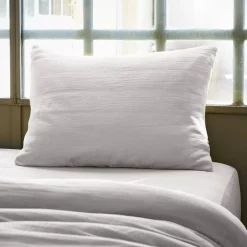 Federa rettangolare garza di cotone (L80 cm) Gaïa Grigio nuvola Federe Cuscino Letto