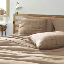 Outlet Federa rettangolare garza di cotone (50 x 70 cm) Gaïa Match Marrone Federe Cuscino Letto