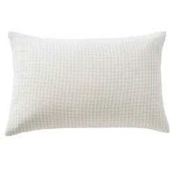 Outlet Federa Rettangolare in garza di cotone (50 x 80 cm) Gaïa Vichy Beige Federe Cuscino Letto