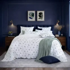 Hot Federa rettangolare in garza di cotone (50 x 70 cm) Gaïa Iris Blu Federe Cuscino Letto