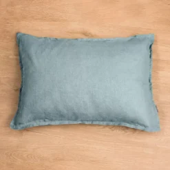 New Federa Rettangolare in Lino Lavato (50 x 80 cm) Louise Azzurro Federe Cuscino Letto
