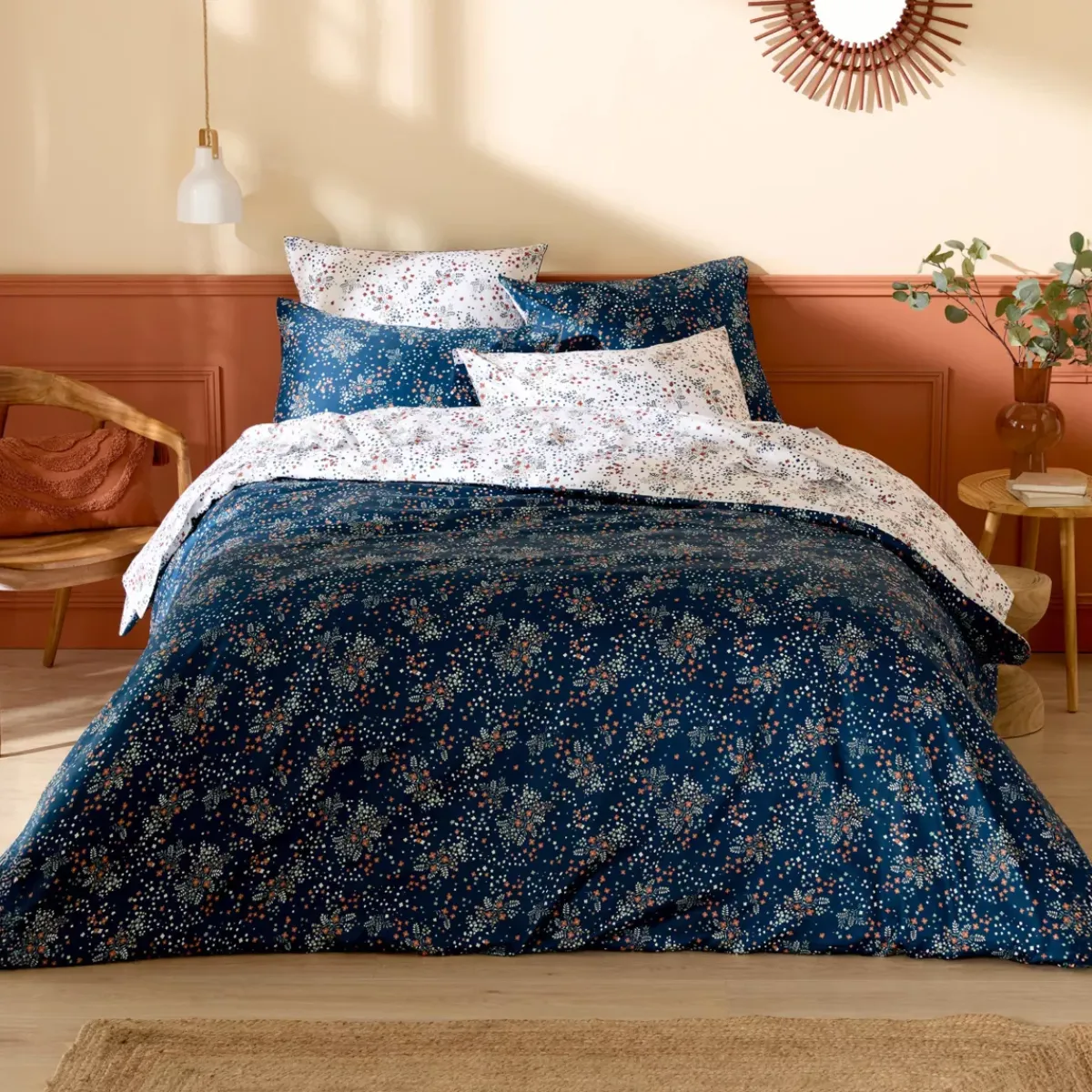 Outlet Federa rettangolare in raso di cotone (50 x 70 cm) Lilou navy Federe Cuscino Letto