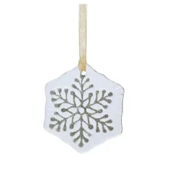 Fiocco di neve in vetro (D7 cm) Chamonix Bianco glitterato