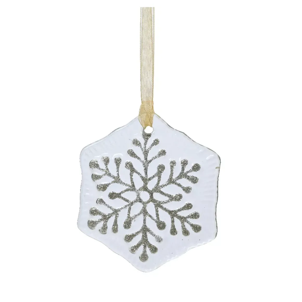 Fiocco di neve in vetro (D7 cm) Chamonix Bianco glitterato