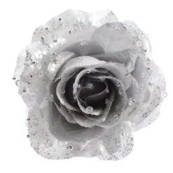 Fiore decorativo con pinza Rosace Argento