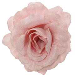 Fiore decorativo su pinza (D12 cm) Luccicante Rosa cipria