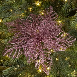 Fiore di Natale paillette a clips Rosa cipria