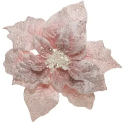 Fiore di Natale Velluto con clip (D22 cm) Rosa cipria