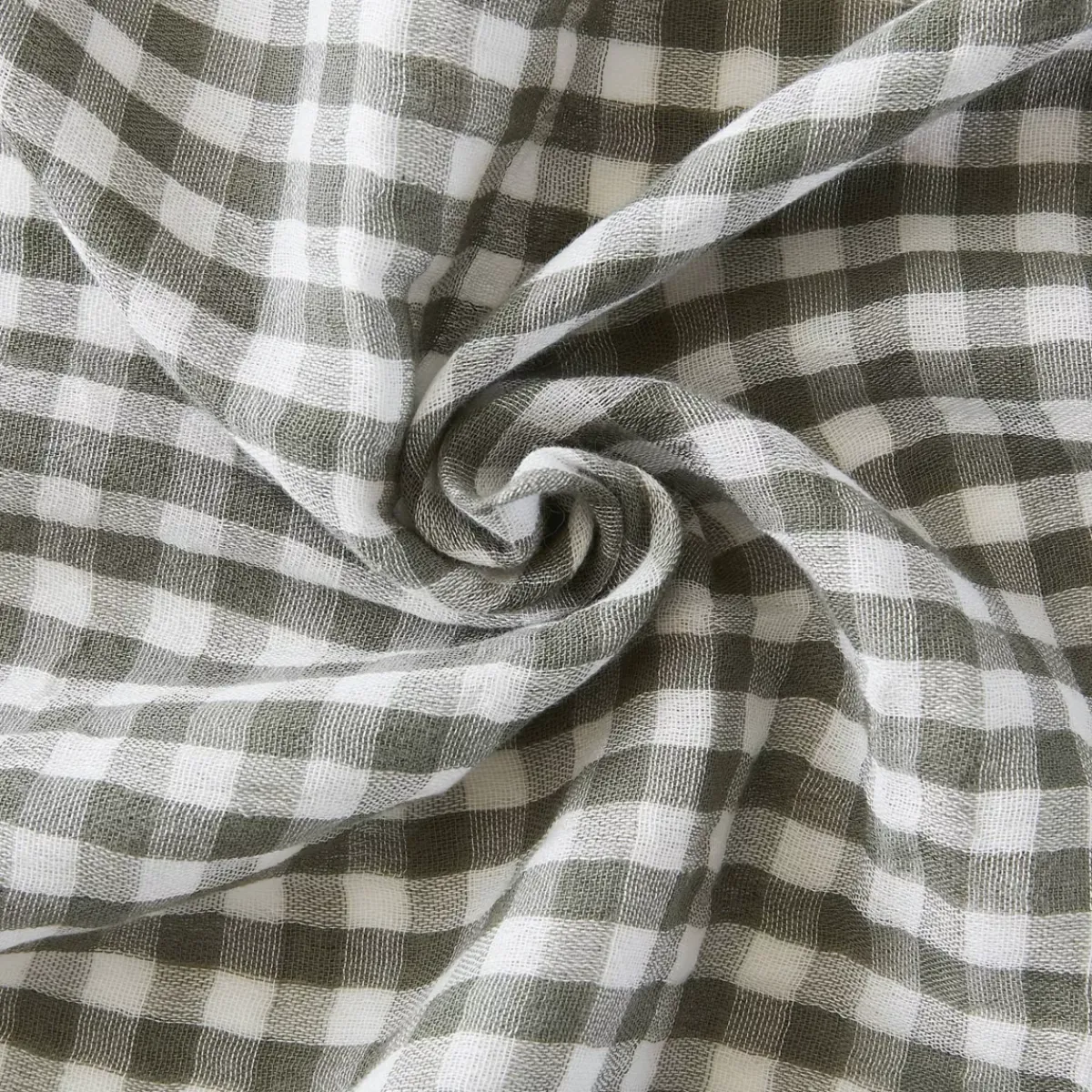 Online Fodera per cuscino rettangolare in doppia garza di cotone (50 x 70 cm) Gaïa vichy Verde rosmarino Federe Cuscino Letto