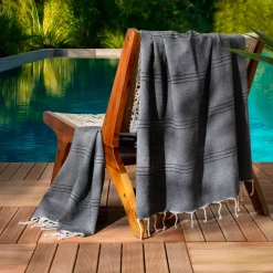 Best Fouta cotone riciclato (100 x 200 cm) Sunshine Nera Biancheria Bagno|Fouta