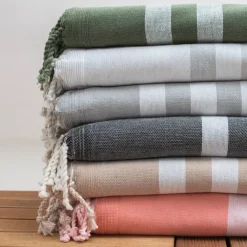 Online Fouta in cotone riciclato con rivestimento in spugna (100 x 200 cm) Coralia Corallo Biancheria Bagno|Fouta