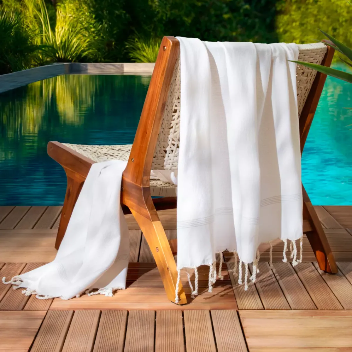 Clearance Fouta in cotone riciclato (100 x 200 cm) Beach Bianca Biancheria Bagno|Fouta