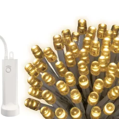 Ghirlanda luminosa a batteria 7,10 m 96 LED cavo trasparente Durawise Bianco caldo