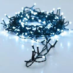 Ghirlanda luminosa a pile 3,5 m 48 LED cavo nero Lusso Bianco freddo