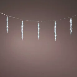 Ghirlanda luminosa collegabile 3,60 m 60 LED cavo trasparente Ghiaccioli effetto Flash Bianco freddo