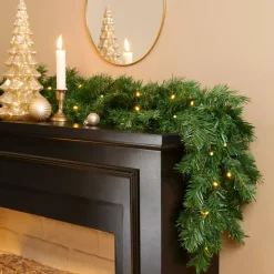 Ghirlanda luminosa di abete (180 cm - D25) Reale Verde e bianco caldo