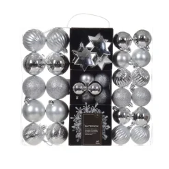 Kit di decorazione per albero di Natale (40 pezzi) Cristallo Argento