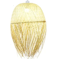 Lampada a sospensione con frange in bambù (H70 cm) Huelva Naturale