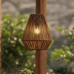 Lampada a sospensione da giardino a batteria con 15 LED (H27 cm) Messya Marrone