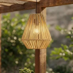 Lampada a sospensione da giardino a batteria con 15 LED (H27 cm) Messya Naturale