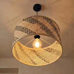 Lampada a sospensione in bambù (D50 cm) Frontera Nero e naturale