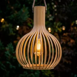 Lampada da giardino solare LED (40cm) Bambù Beige naturale