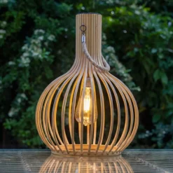 Lampada da giardino solare LED (40cm) Bambù Beige naturale