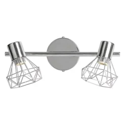 Lampada da parete con 2 paralumi orientabili in metallo (30 x 16 cm) Diamond Argento