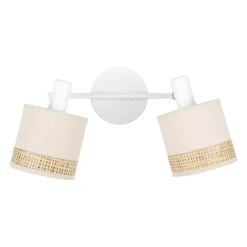 Lampada da parete 2 paralumi orientabili metallo e rattan (30 x 17 cm) Bohemia Beige