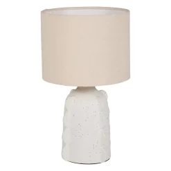 Lampada da tavolo ceramica e lino (H34,5 cm) Orecchio Bianco