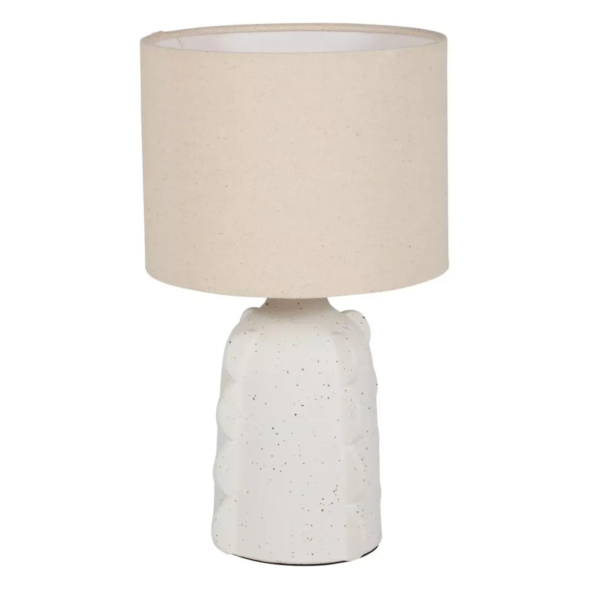Lampada da tavolo ceramica e lino (H34,5 cm) Orecchio Bianco