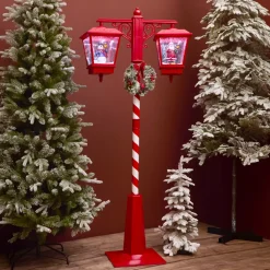 Lampada da terra doppia illuminata 66 LED (H188 cm) Natale magico Rosso