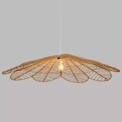 Lampadario a sospesione in corda (D98 cm) Fiore Folk Naturale