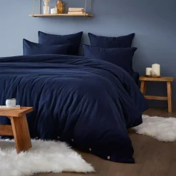 Sale Lenzuolo con angoli flanella di cotone (140 x 190 cm) Nina Blu navy Lenzuola Con Angoli