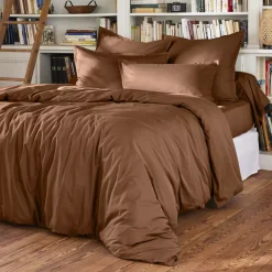 Sale Lenzuolo con angoli percalle di cotone (140 x 190 cm) Cali Marrone Lenzuola Con Angoli