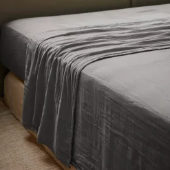 Outlet Lenzuolo sopra garza di cotone Gaïa Grigio granito Lenzuola Superiori