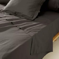 Best Lenzuolo sopra percalle di cotone (180 x 290 cm) Cali Grigio Lenzuola Superiori