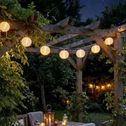 Luminaria da esterno a batteria con 10 LED (2,7 m) Lanterne cinesi Bianche