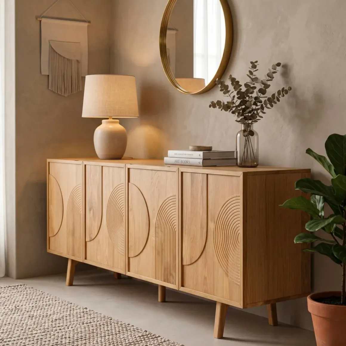 Madia 4 ante in rovere (200 x 80 cm) Olys Naturale