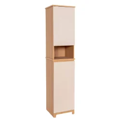 Mobile colonna bagno con cesto per biancheria integrato in legno (173 x 38 cm) Rivoli Naturale