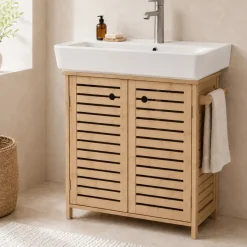 Mobile da bagno con porta asciugamani (67 x H70 cm) Trinidad Naturale