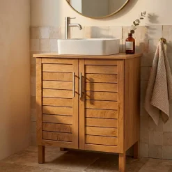 Mobile sottolavabo bagno in legno (70 x 60 cm) Stile Coloniale Naturale