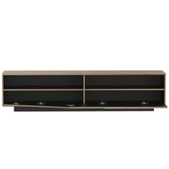 Mobile TV in legno design (L180 x 40 cm) Alabama Bianco, nero e naturale