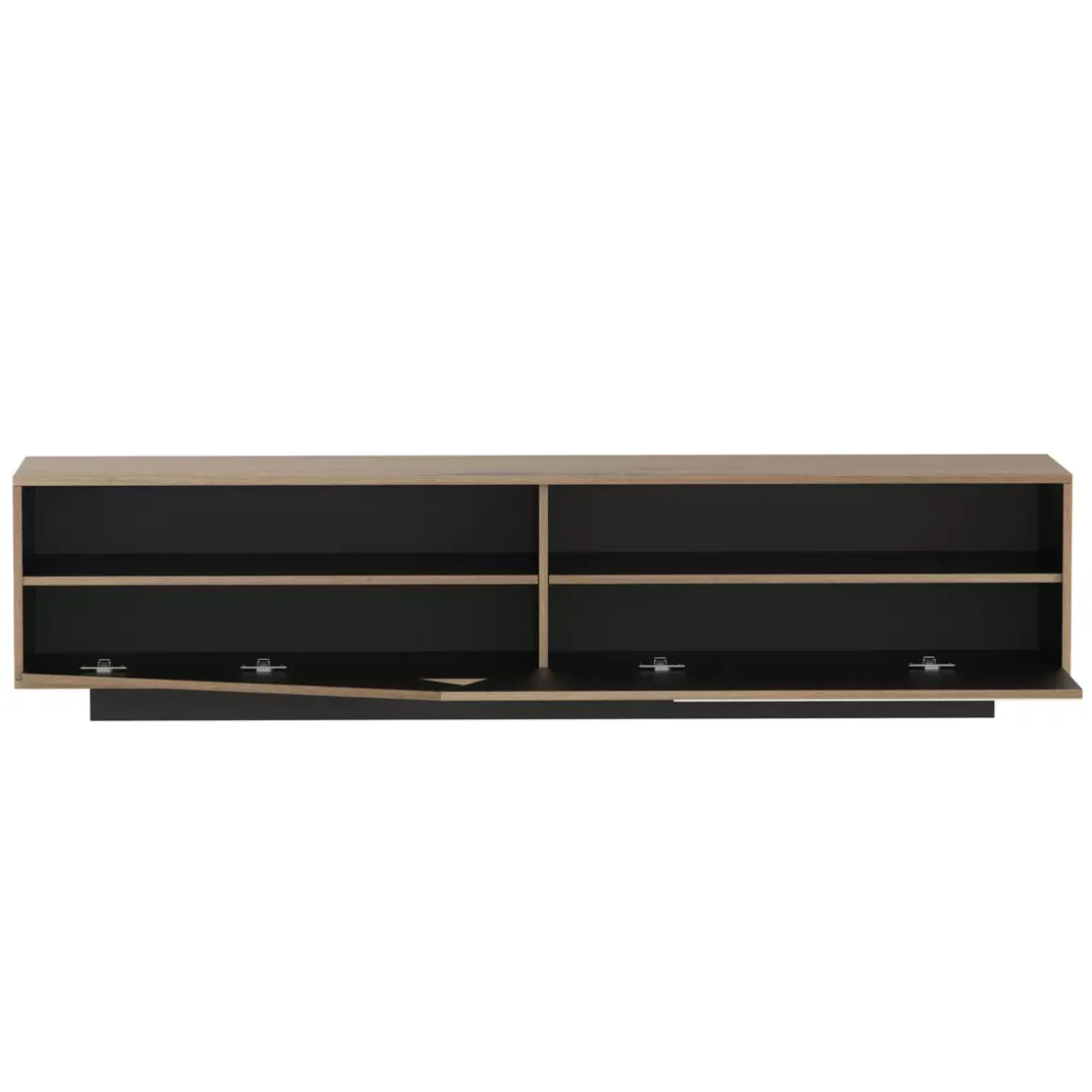 Mobile TV in legno design (L180 x 40 cm) Alabama Bianco, nero e naturale