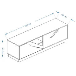 Mobile TV in legno design (180 x 40 cm) Florida Bianco, nero e naturale