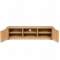 Mobile TV 2 scomparti 2 ante in rovere massiccio (180 x 45 cm) Altos Naturale