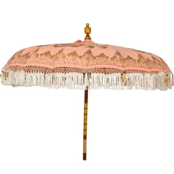 Ombrellone da giardino rotondo con frange (D2 m) Jaipur Beige rosato e dorato