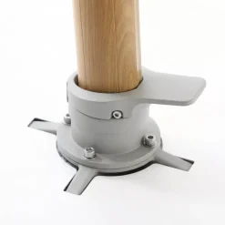 Ombrellone decentrato rettangolare in alluminio con base (3 x 4 m) Elyra effetto legno e Beige