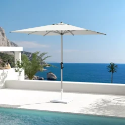 Ombrellone quadrato alluminio (2,5 X 2,5 m) Yucatan Grigio e Bianco