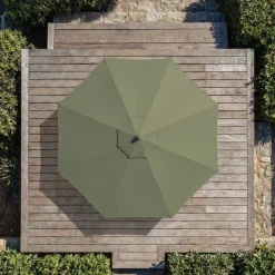 Ombrellone rotondo in alluminio (D3,3 m) Elyra Antracite e Verde cachi